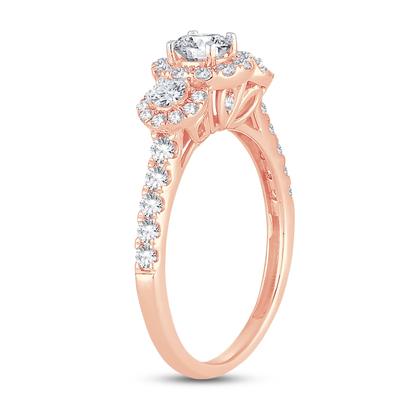 3-Stone Diamond Engagement Ring 1 ct tw Round-cut Rose Gold Plated