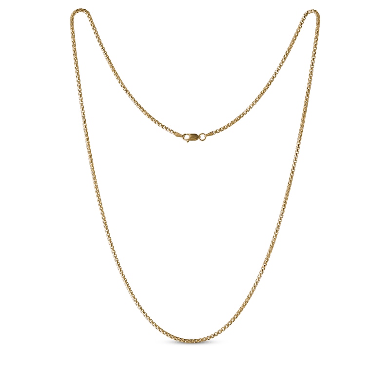 Hollow Round Box Chain Necklace 3.7mm Yellow Gold Plated 20"