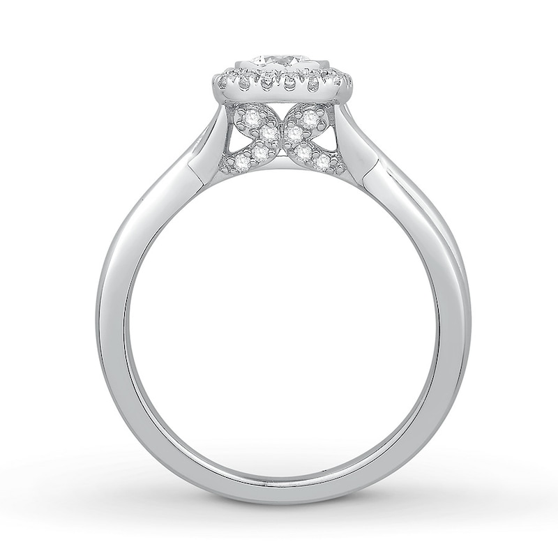 Diamond Engagement Ring 1/2 ct tw Round-cut White Gold Plated