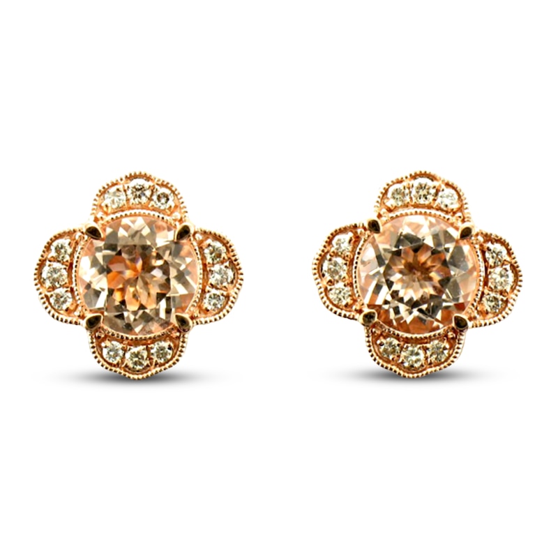 Le Vian Morganite Earrings 1/4 ct tw Diamonds Strawberry Gold Plated