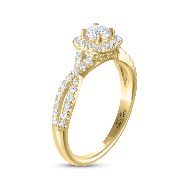 THE LEO Ideal Cut Diamond Engagement Ring 3/4 ct tw Yellow Gold Plated