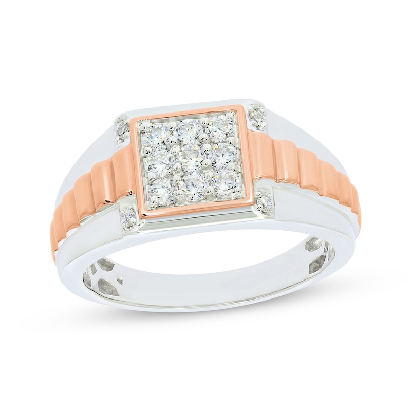 Men's Diamond Ring 1/2 ct tw Round-cut Two-Tone Gold Plated