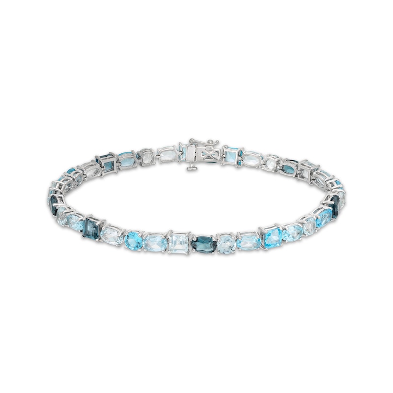 Vibrant Shades Swiss, London Blue Topaz & Aquamarine Bracelet Silver Plated 7.5"