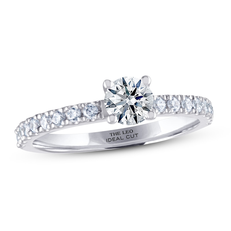 THE LEO Ideal Cut Diamond Engagement Ring 3/4 ct tw Round-cut White Gold Plated