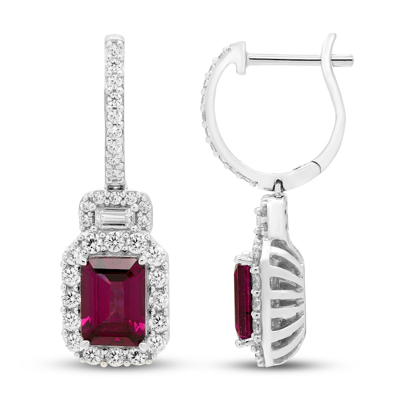 Neil Lane Garnet & Diamond Earrings 3/4 ct tw White Gold Plated