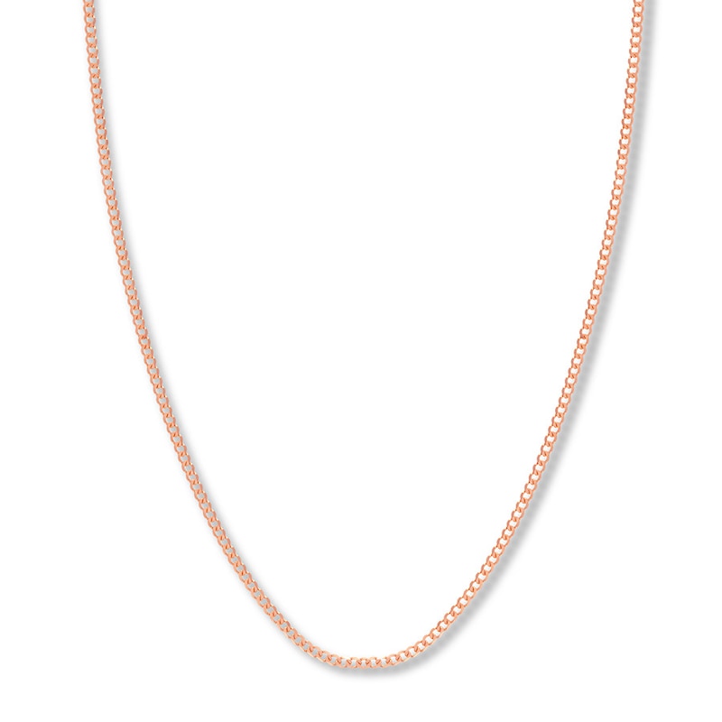 16 Solid Curb Chain Necklace Rose Gold Plated Appx. 2.7mm