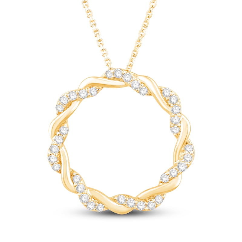 Circle of Gratitude Diamond Necklace 3/8 ct tw Round-cut Yellow Gold Plated 19"