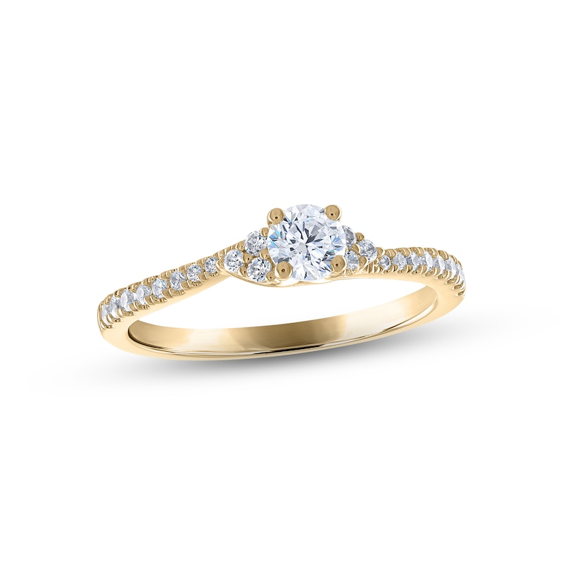 Diamond Engagement Ring 1/2 ct tw Round-cut Yellow Gold Plated