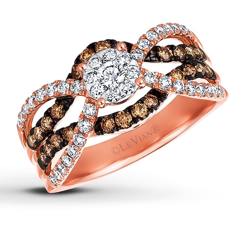 Le Vian Chocolate Diamond Ring 3/4 ct tw Strawberry Gold Plated