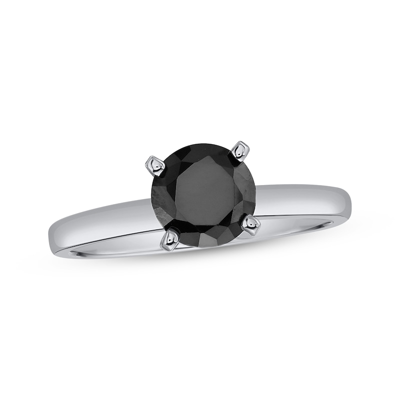 Black Diamond Solitaire Ring 2 ct tw White Gold Plated