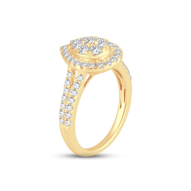 Multi-Diamond Engagement Ring 1 ct tw Round-cut Yellow Gold Plated