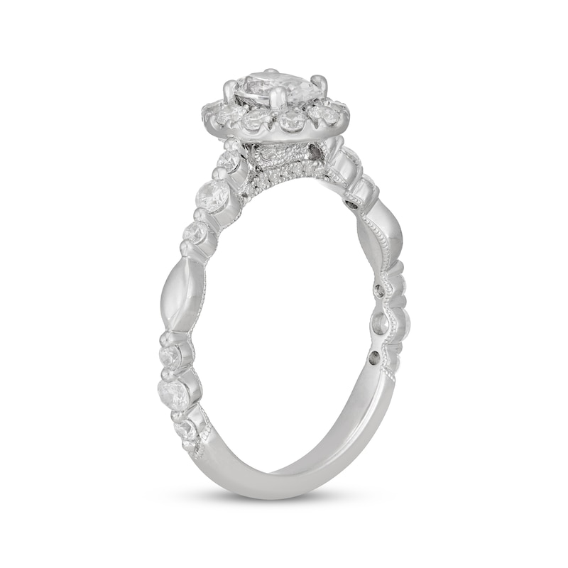 Neil Lane Oval-Cut Diamond Halo Engagement Ring 1 ct tw White Gold Plated