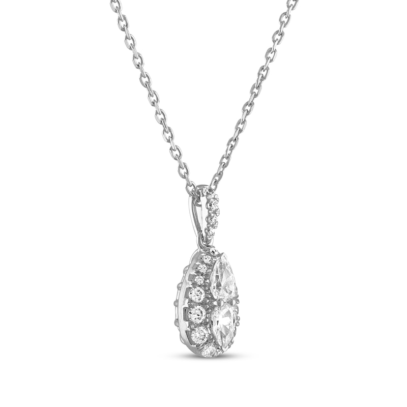 Forever Connected Diamond Necklace 1/2 ct tw Pear & Round-cut White Gold Plated 18