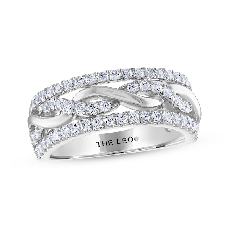 THE LEO Diamond Round-Cut Twist Anniversary Band 5/8 ct tw White Gold Plated