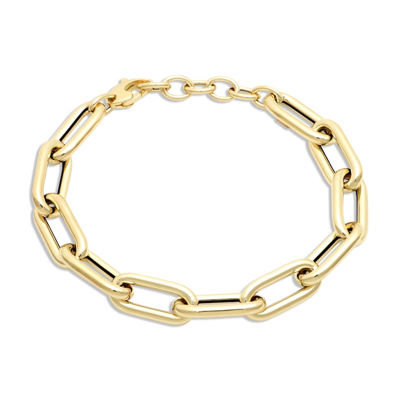 Hollow Paperclip Bracelet Yellow Gold Plated 8"