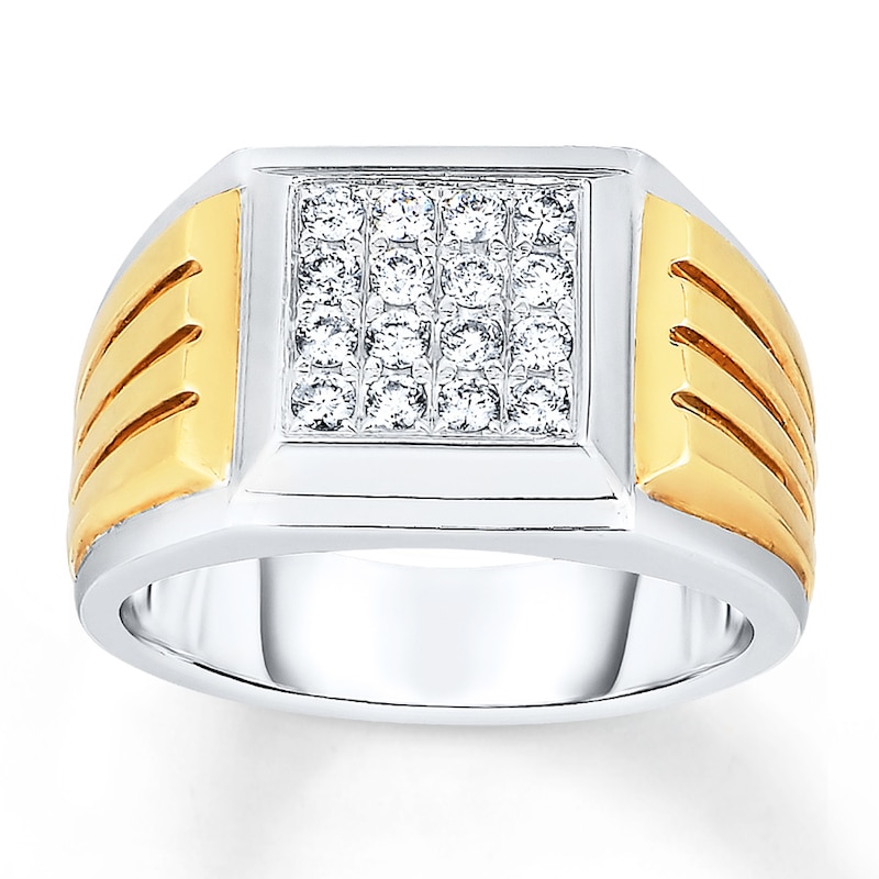 Men's Ring 1/2 ct tw Diamonds Two-Tone Gold Plated