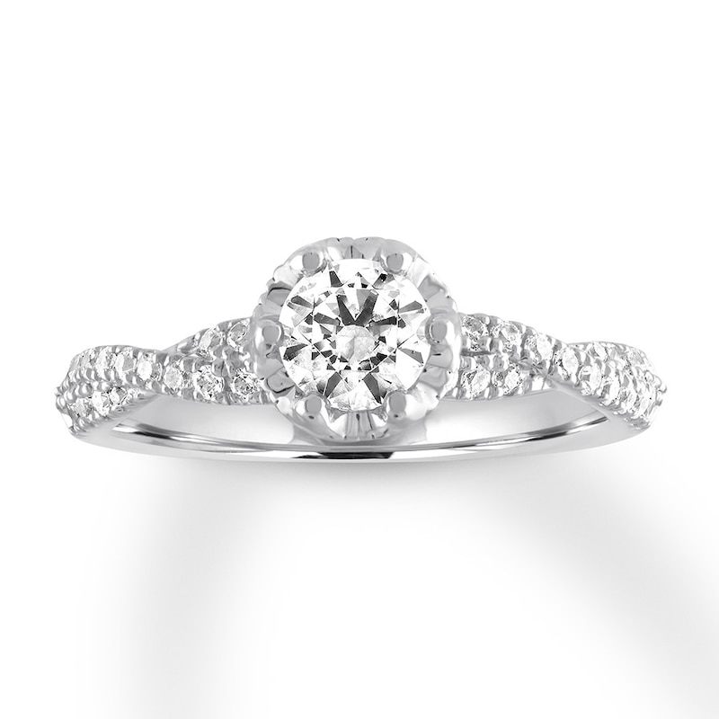 Diamond Engagement Ring 1 ct tw Round-cut White Gold Plated