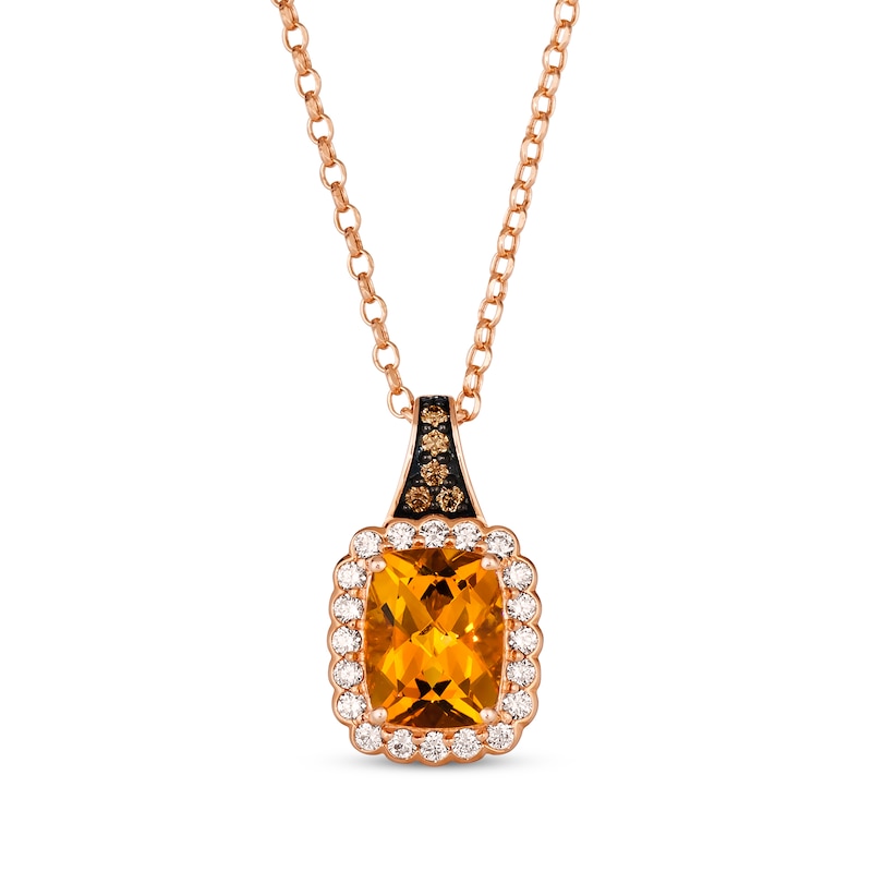 Le Vian Chocolatier Citrine Necklace 1/4 ct tw Diamonds Strawberry Gold Plated 19"