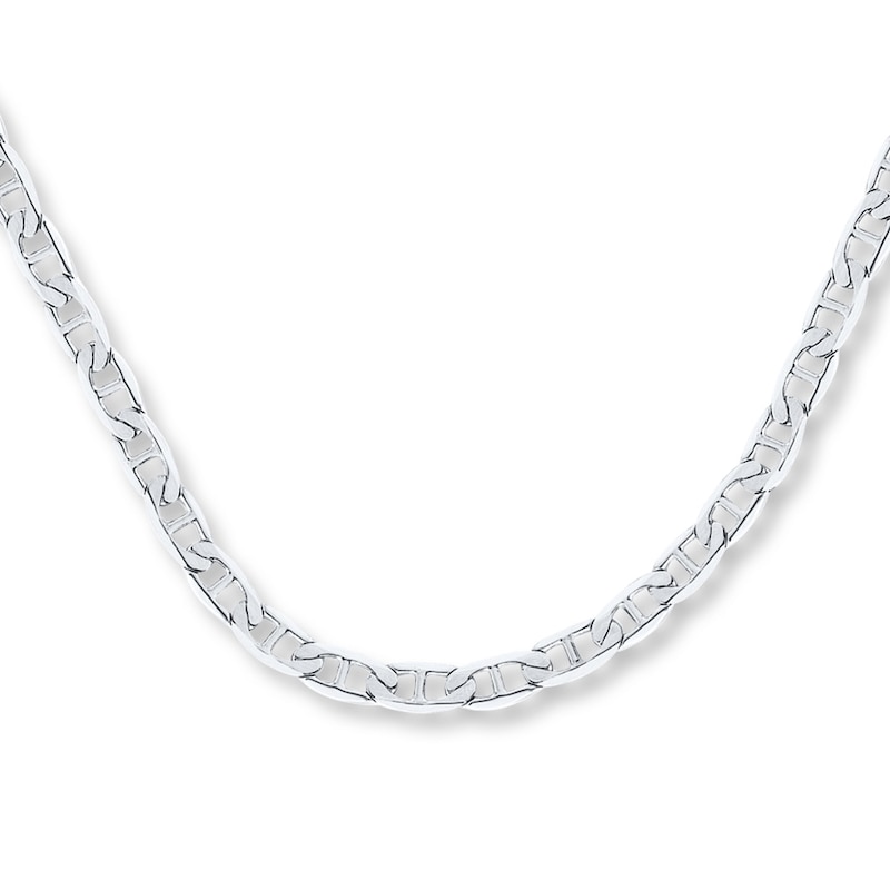 Solid Mariner Chain Necklace White Gold Plated 22"