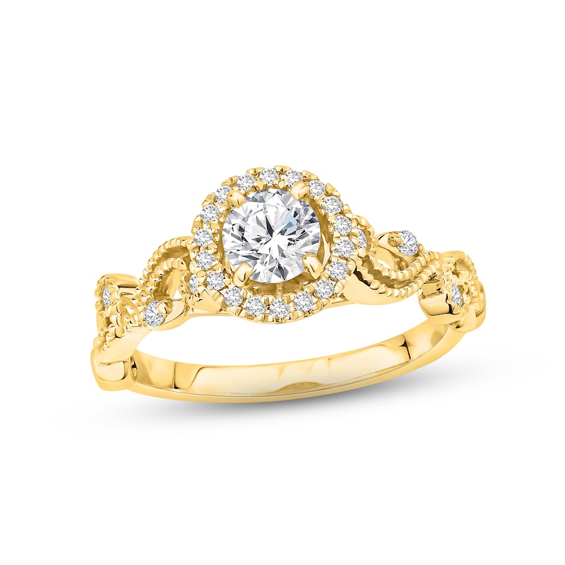 Diamond Engagement Ring 5/8 ct tw Round-cut Yellow Gold Plated