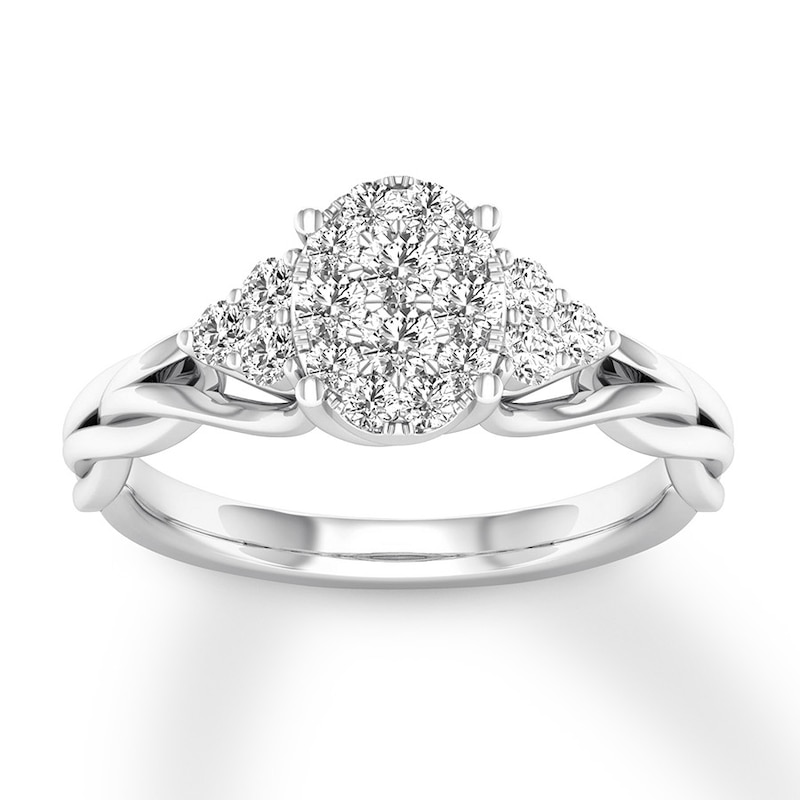 Diamond Engagement Ring 1/2 ct tw Round-cut White Gold Plated