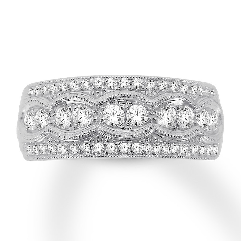 Diamond Anniversary Band 1/2 ct tw Round-cut White Gold Plated