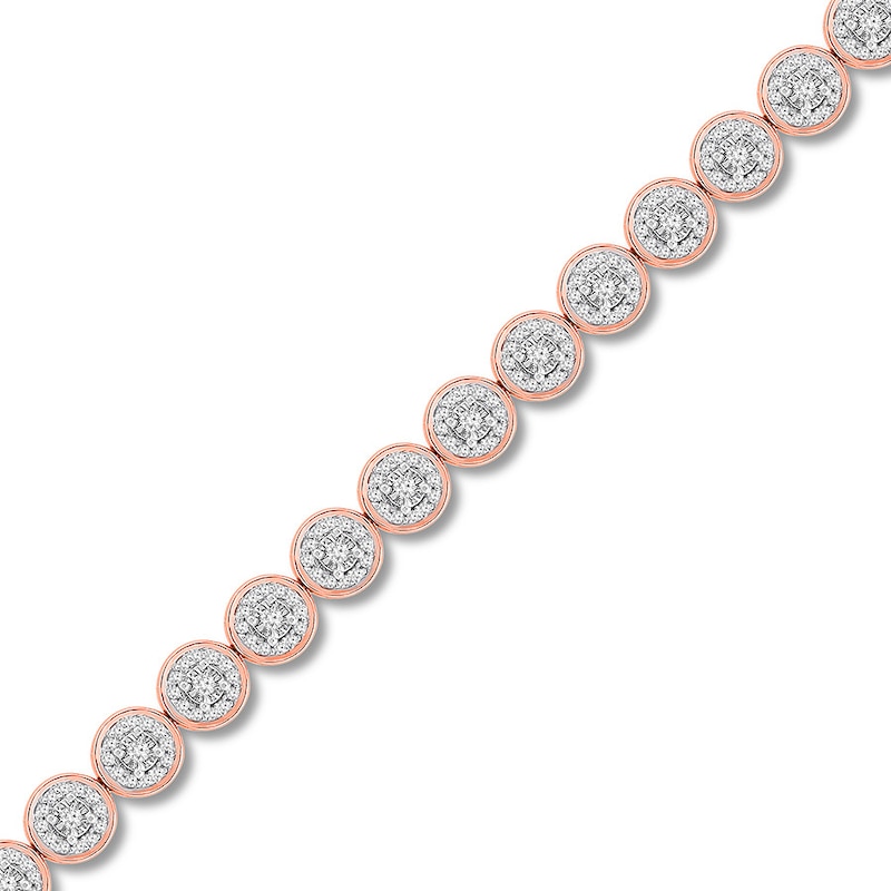 Diamond Bracelet 1 ct tw Round-cut Rose Gold Plated 7.25"