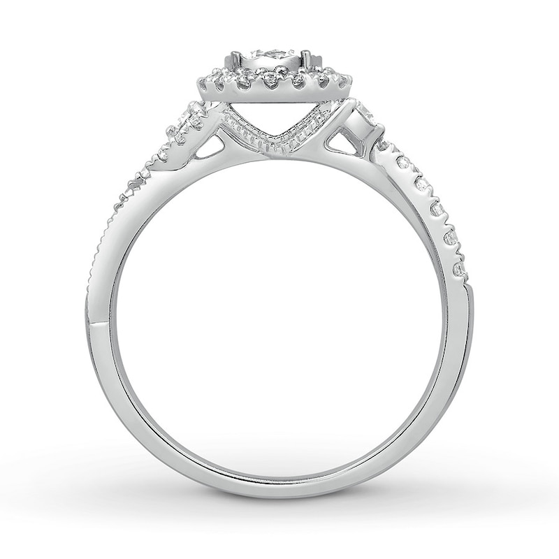 Diamond Engagement Ring 5/8 ct tw White Gold Plated