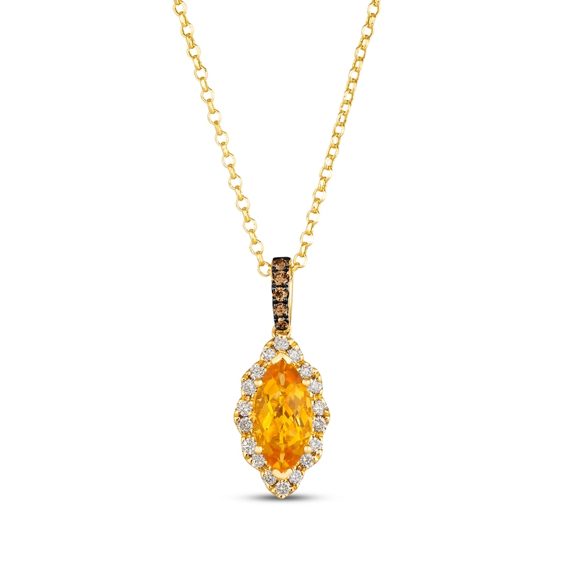 Le Vian Citrine Necklace 3/8 ct tw Diamonds Honey Gold Plated 19”
