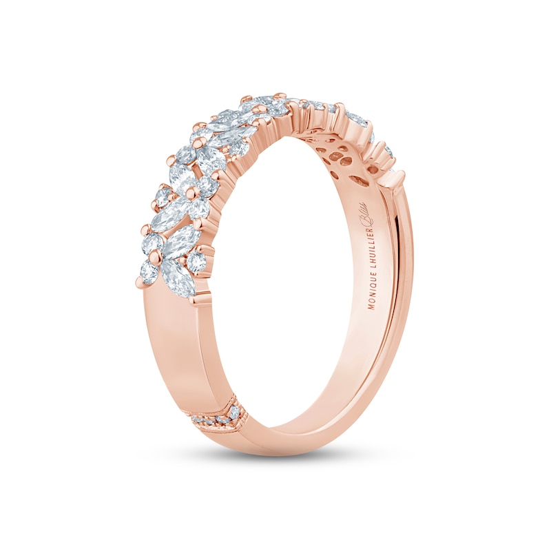 Monique Lhuillier Bliss Diamond Anniversary Ring 3/4 ct tw Marquise & Round-cut Rose Gold Plated