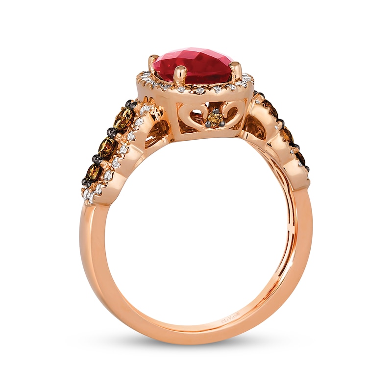 Le Vian Chocolate Waterfall Oval-Cut Garnet Ring 3/4 ct tw Diamonds Strawberry Gold Plated