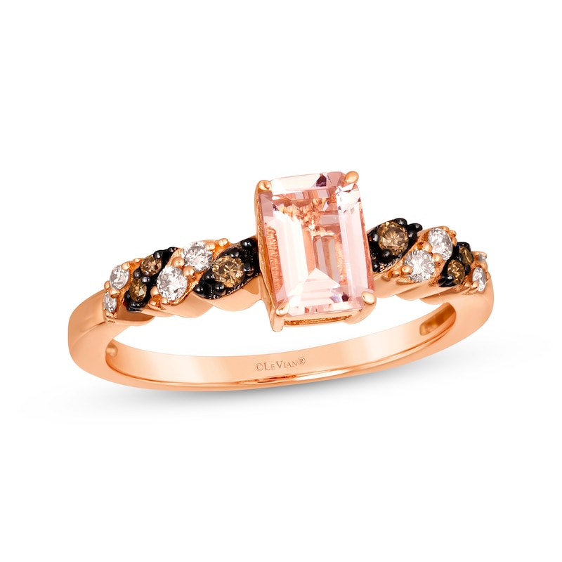 Le Vian Morganite Ring 1/6 ct tw Diamonds Strawberry Gold Plated