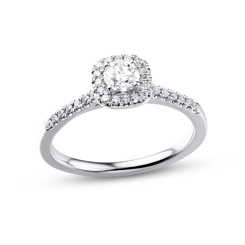 Diamond Engagement Ring 3/8 ct tw Round-cut White Gold Plated