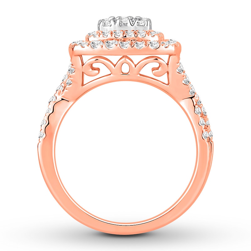Diamond Engagement Ring 1-1/4 ct tw Round-cut Rose Gold Plated