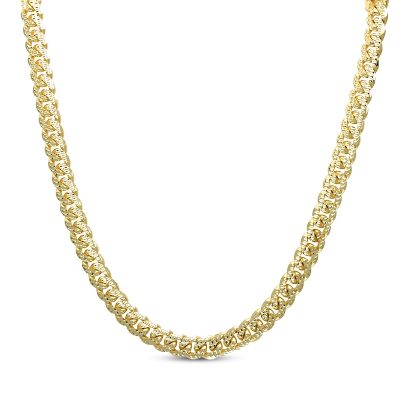 Solid Diamond-Cut Miami Cuban Chain Necklace Yellow Gold Plated 20"