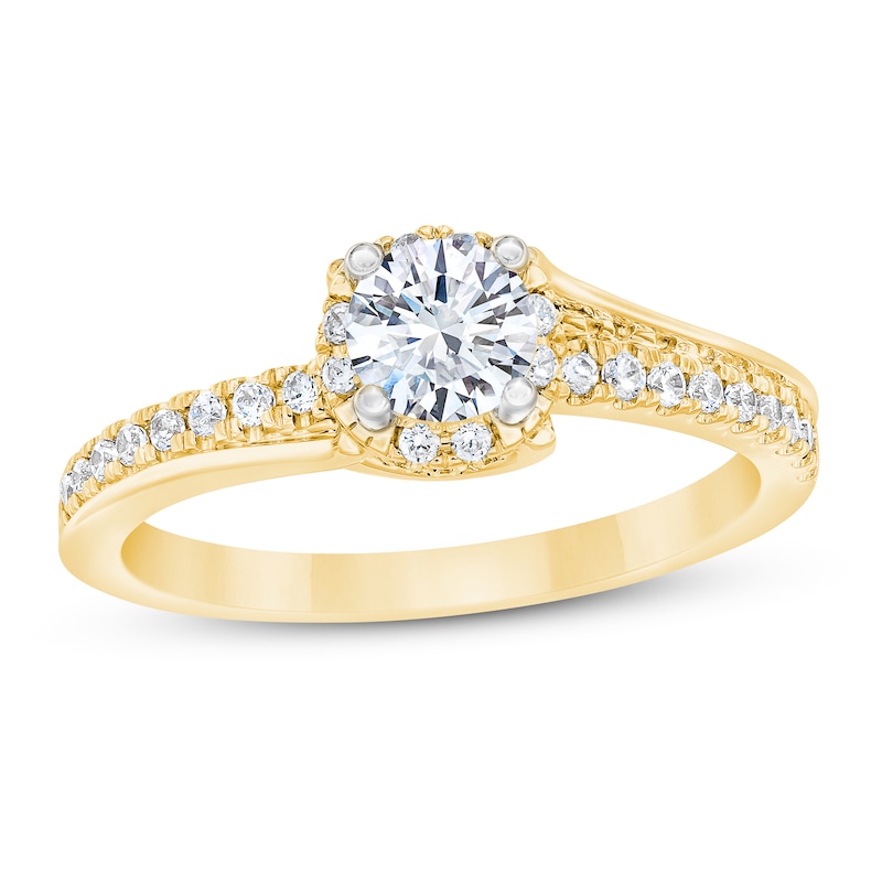 Diamond Engagement Ring 3/4 ct tw Round-cut Yellow Gold Plated