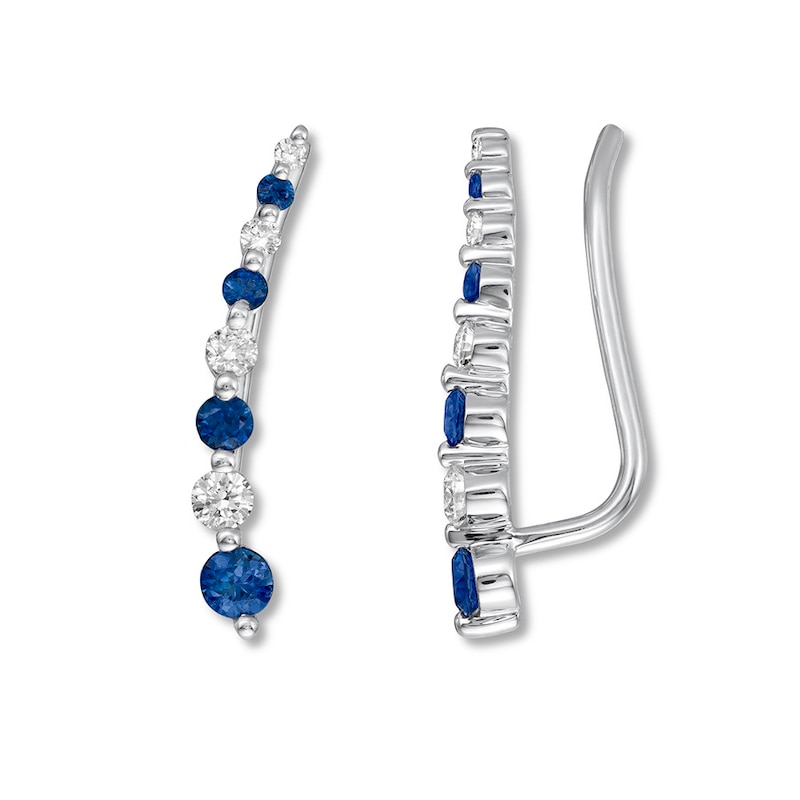Le Vian Sapphire Earring Climbers 1/5 ct tw Diamonds Gold Plated