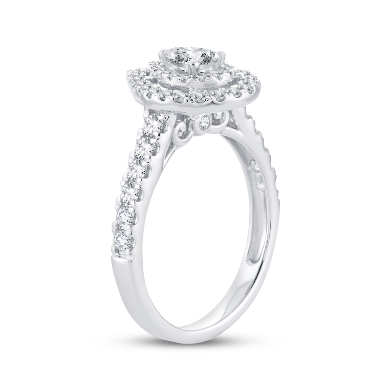 Diamond Engagement Ring 1 ct tw Pear/Round White Gold Plated