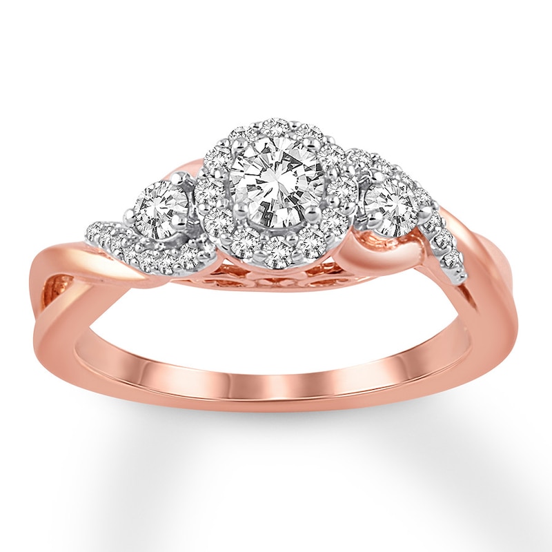 Diamond Engagement Ring 1/2 ct tw Round-cut Rose Gold Plated