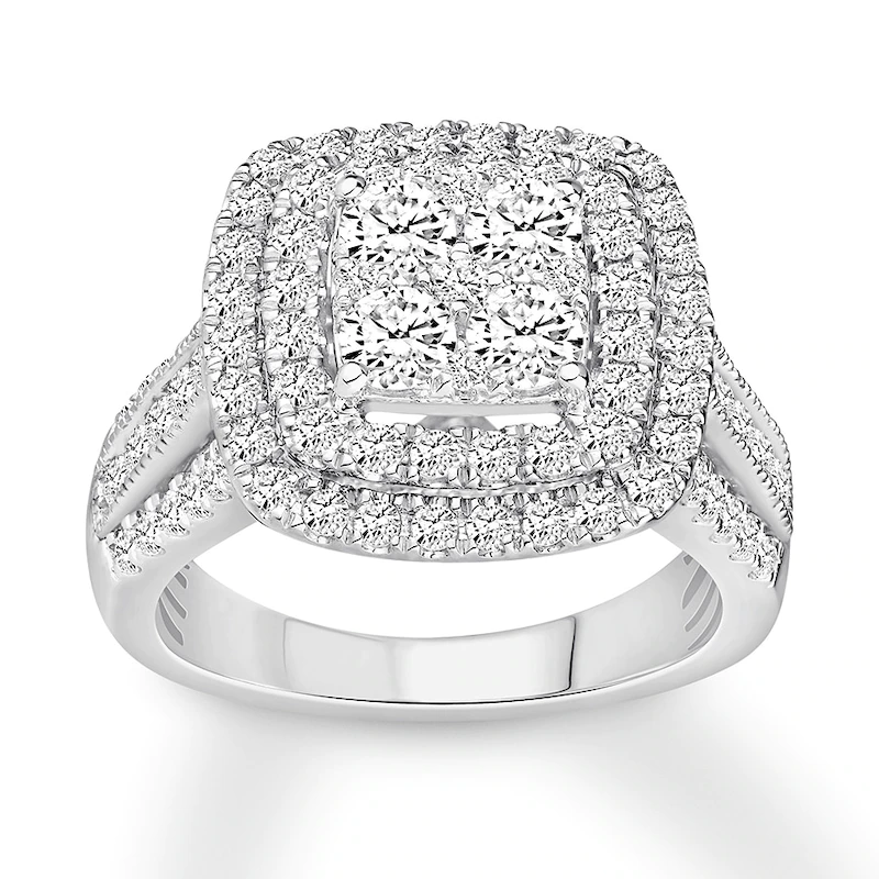 Diamond Engagement Ring 2 ct tw Round-cut White Gold Plated