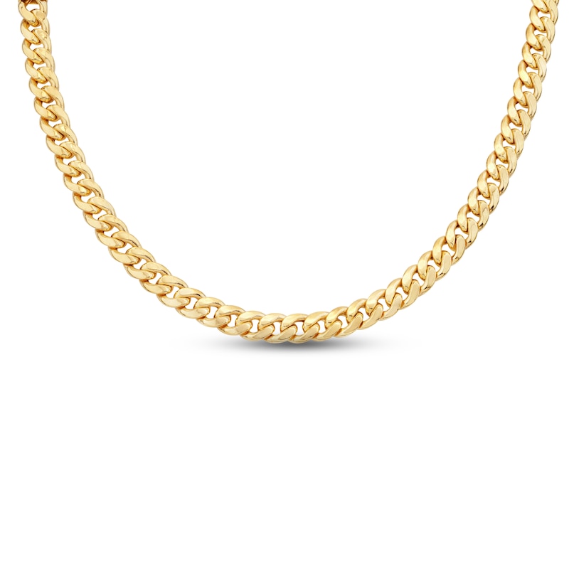 Semi-SolidCuban Chain Necklace Yellow Gold Plated 24"