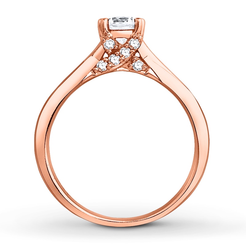 Diamond Engagement Ring 1/2 ct tw Round-cut Rose Gold Plated