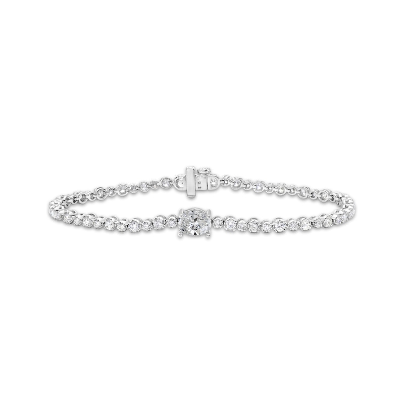 Oval & Round-Cut Diamond Tennis Bracelet 3 ct tw White Gold Plated 7"