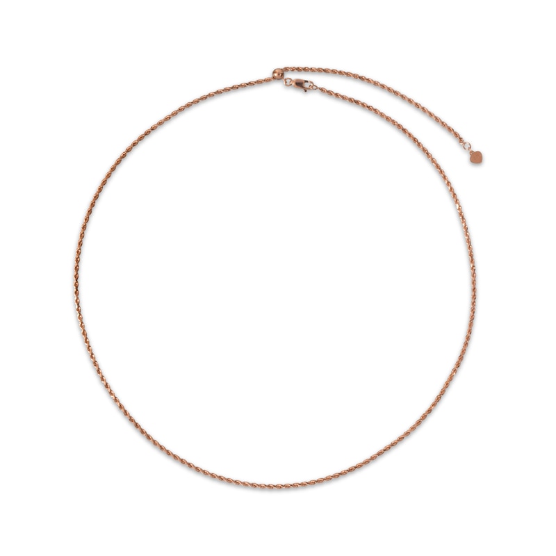 Diamond-Cut Semi-Solid Rope Chain Necklace 2.1mm Rose Gold Plated 24"
