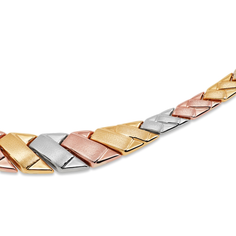 Stampato Necklace Tri-Tone Gold Plated 18"