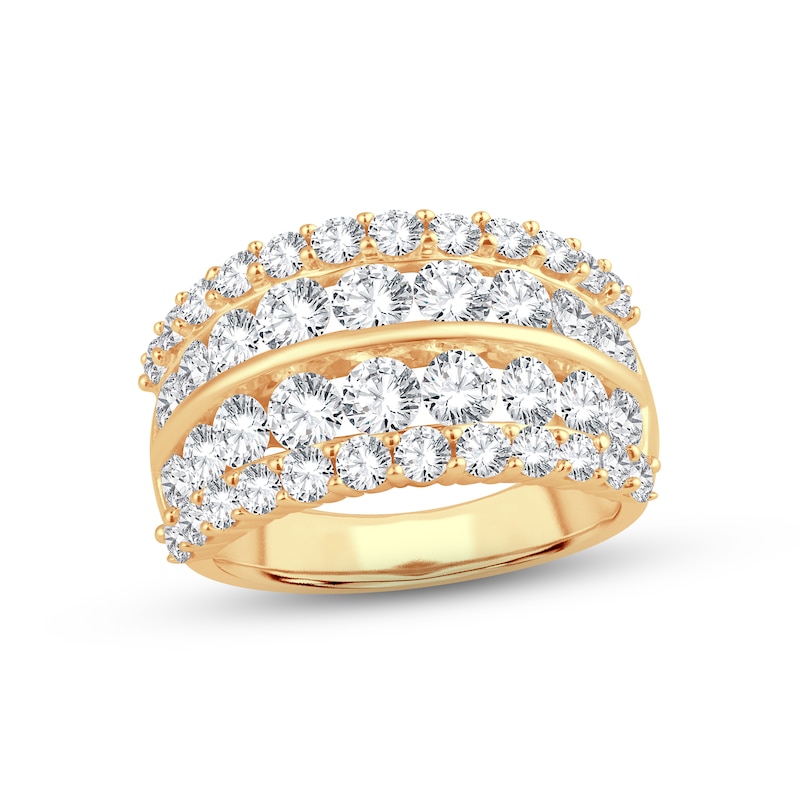 Diamond Anniversary Ring 3 ct tw Round-cut Yellow Gold Plated