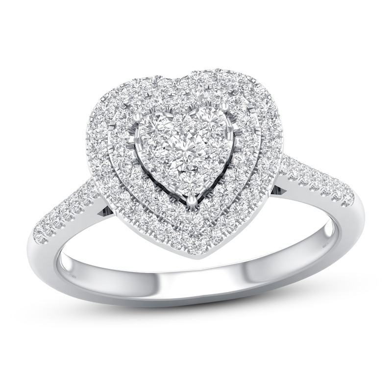 Diamond Engagement Ring 1/3 ct tw Round-cut White Gold Plated