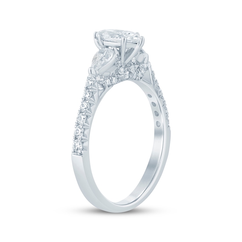 Marquise-Cut, Pear-Shaped & Round-Cut Diamond Engagement Ring 1-1/5 ct tw White Gold Plated