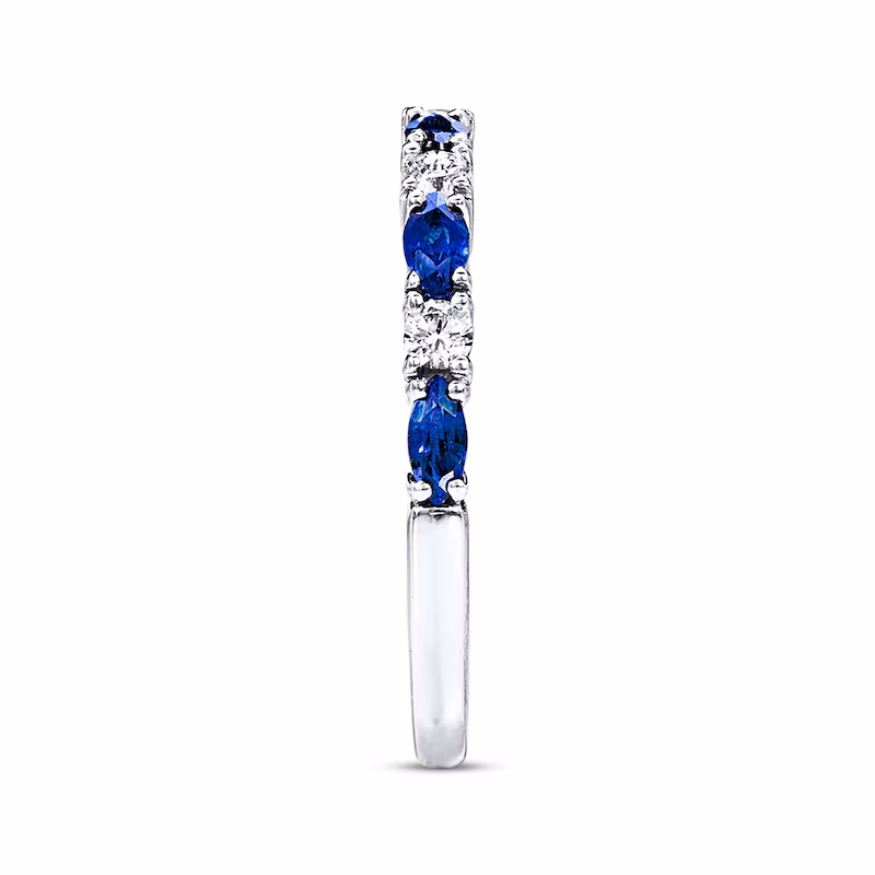Sapphire Band 1/4 ct tw Diamonds 14K White Gold