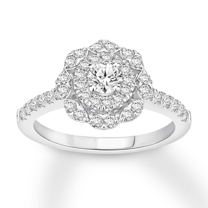 Diamond Engagement Ring 5/8 ct tw Round-cut White Gold Plated